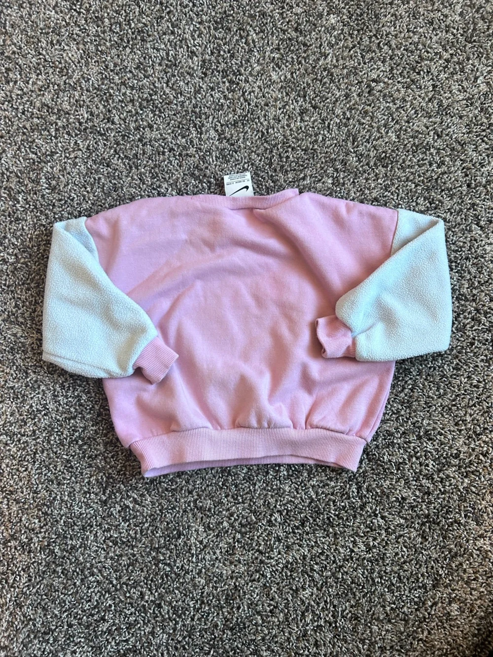 Nike Kids Pink Colorblock Crewneck Sweatshirt with Fleece Sleeves
